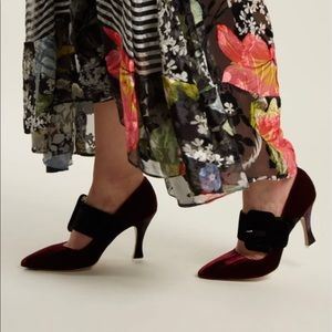 The Attico Burgundy Velvet Elsa bucked 90 pumps